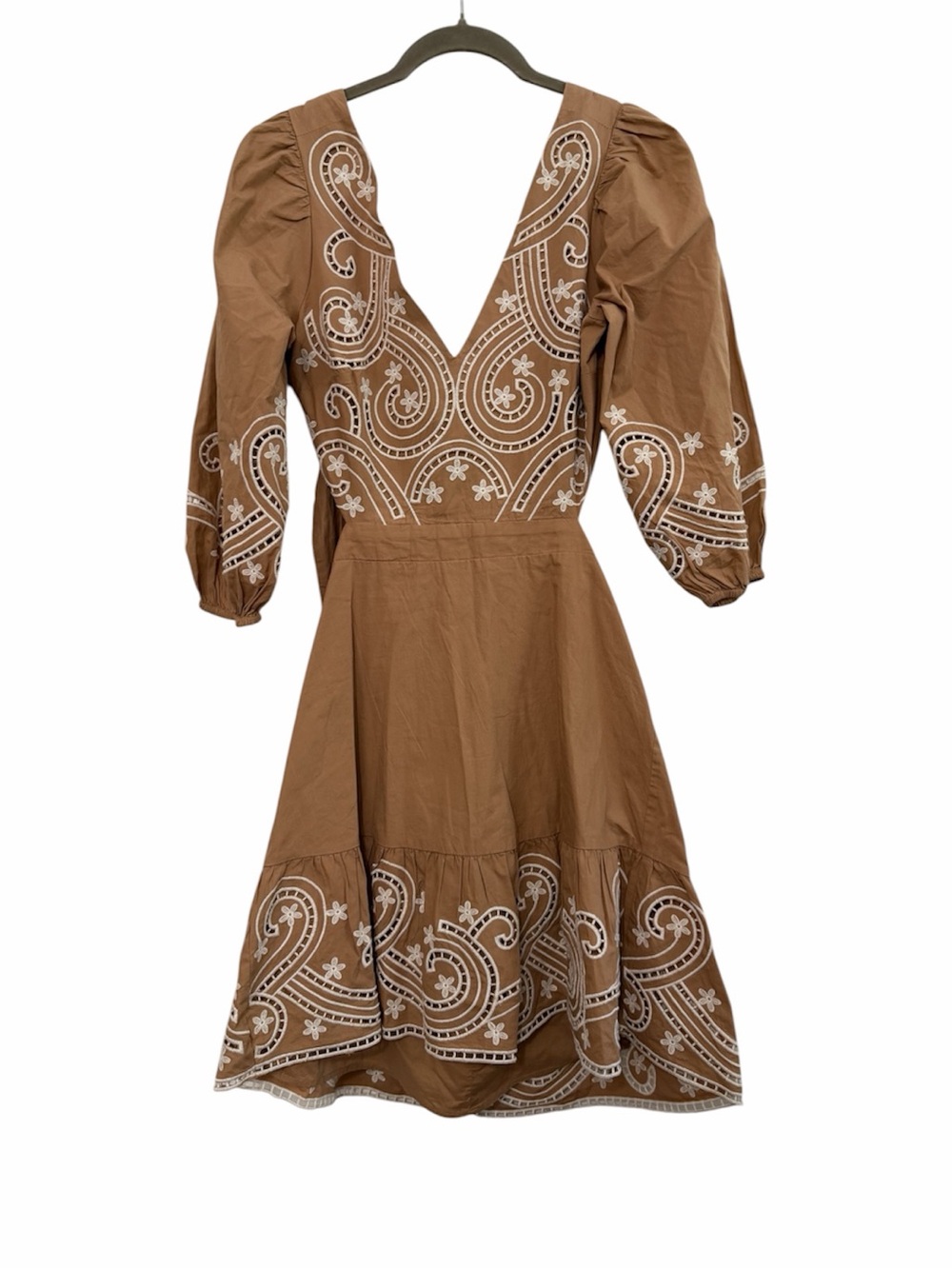 NWT Express Paisley Embroidered Cotton Tie-Back Midi Dress S
